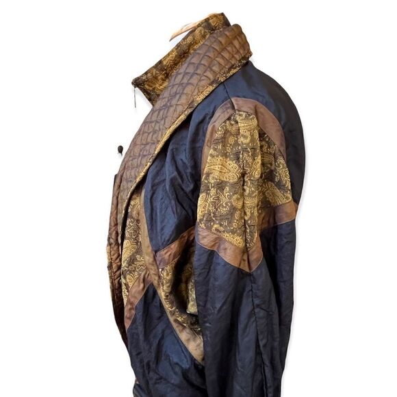 Vintage 80’s Lavon Cheerful Corp paisley windbreaker jacket black gold medium - Picture 3 of 7
